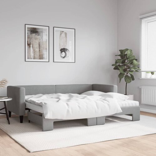 vidaXL Izvlečna dnevna postelja z vzmetnico sv. siva 80x200 cm blago Cene