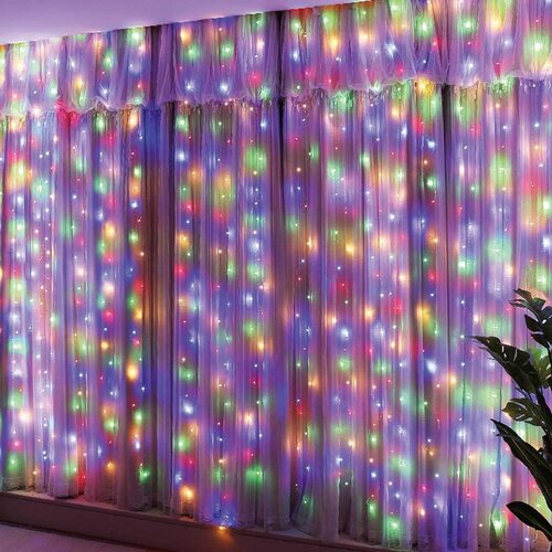  Vi&amp;scaron;ebojne žičane svjetiljke zavjese sa 300 LED dioda Slike