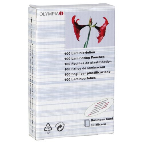 Olympia 1x100 Laminating Pouches Business Cards 80 micron 9169 Slike