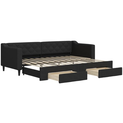 VidaXL izvlečna dnevna postelja s predali črna 80x200 cm blago, (20938124) Slike