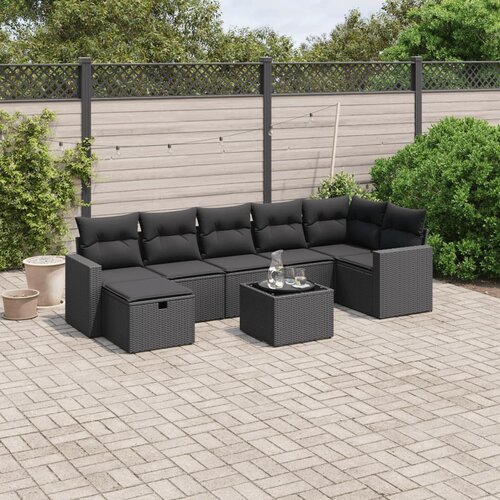 vidaXL 8-dijelni set vrtnih sofa od poliratana s jastucima crni Cijene