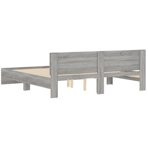  Okvir kreveta s uzglavljem siva boja hrasta 180 x 200 cm Slike