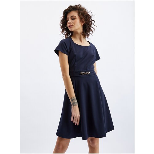 Orsay Dark blue ladies dress with belt - Women Slike