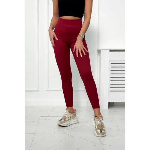 Kesi Striped leggings trousers in burgundy color