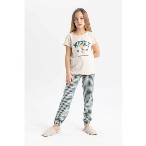 Defacto Girl Printed Short Sleeve 2 Piece Pajama Set Slike