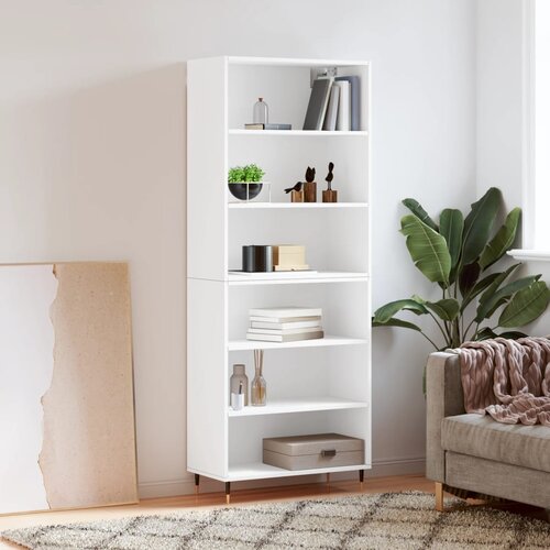 VidaXL Visoka komoda bela 69,5x32,5x180 cm inženirski les Slike
