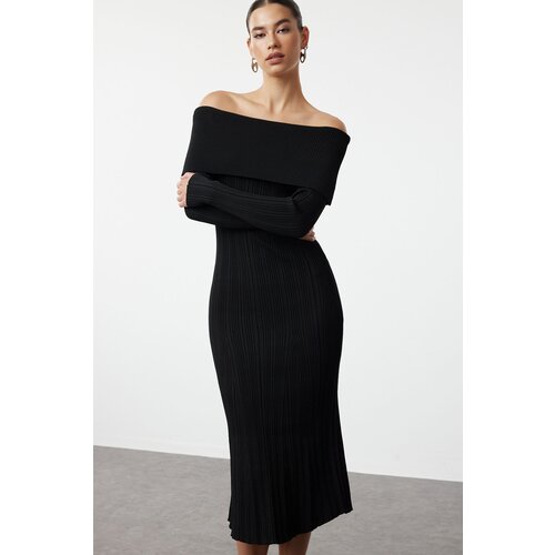 Trendyol Black Maxi Knitwear Basic Carmen Collar Dress Cijene