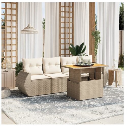 vidaXL 5-dijelni vrtni set sofa s jastucima bež od poliratana Cijene