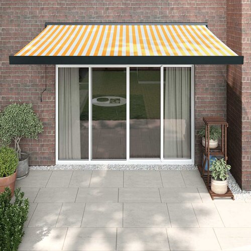 vidaXL zložljiva tenda rumena in bela 3x2,5 m blago in aluminij Cene