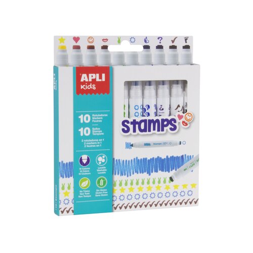 Apli Komplet flomastrov Duo Stamps, 10 barv in vzorcev Cene