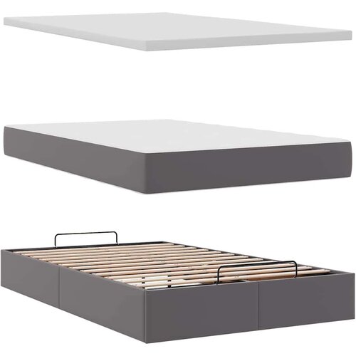VidaXL otomanski okvir kreveta s madraca sivi 120x190cm umjetne kože Slike