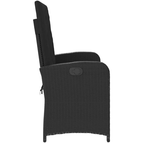  Vrtni naslonjač s jastucima crni od poliratana Crna 105 x 59 x 93 cm Slike