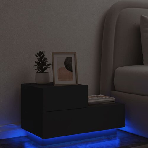 vidaXL Nočna omarica z LED lučkami črna 70x36x40,5 cm Cene