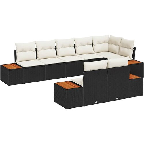 vidaXL Vrtna sedežna garnitura z blazino 8 pcs Črna in krem Poly ratan, (5000134061) Cene