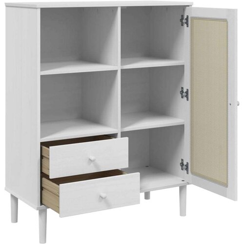  Komoda SENJA videz ratana bela 90x40x112 cm trdna bor Slike
