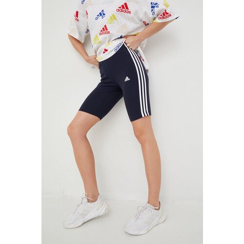 Adidas Kratke hlače za žene, boja: tamno plava, s aplikacijom, srednje visoki struk Slike