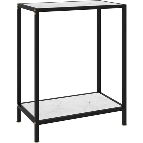  Konzolna mizica bela 60x35x75 cm kaljeno steklo