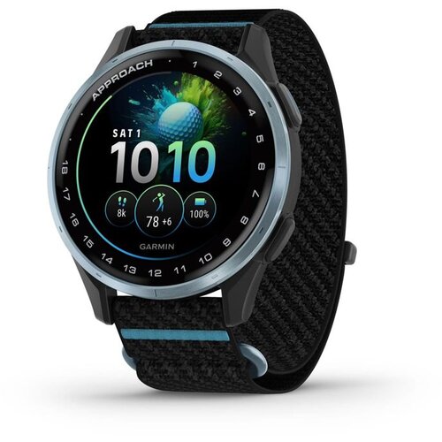 Garmin golf GPS sat za juniore Approach J1, plavi aluminijski okvir, remen crne/azurne boje Slike