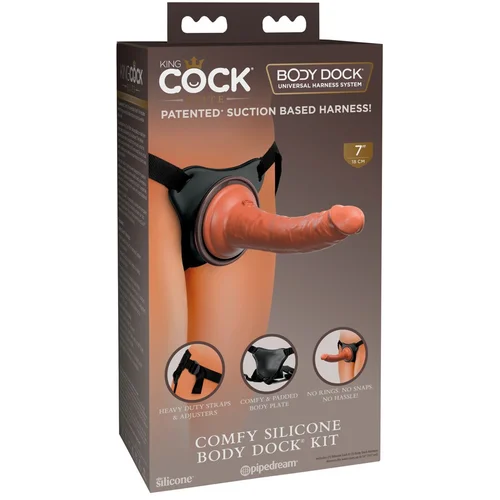 King Cock Elite Comfy - dildo na kopču s pojasom (tamno prirodno)