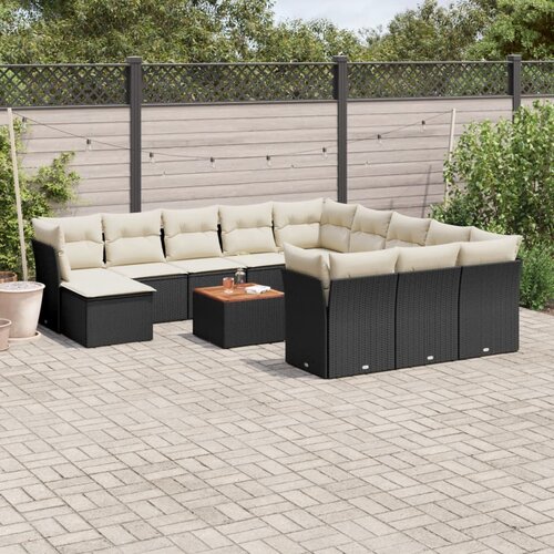  13-dijelni set vrtnih sofa s jastucima poliratan crni Cijene