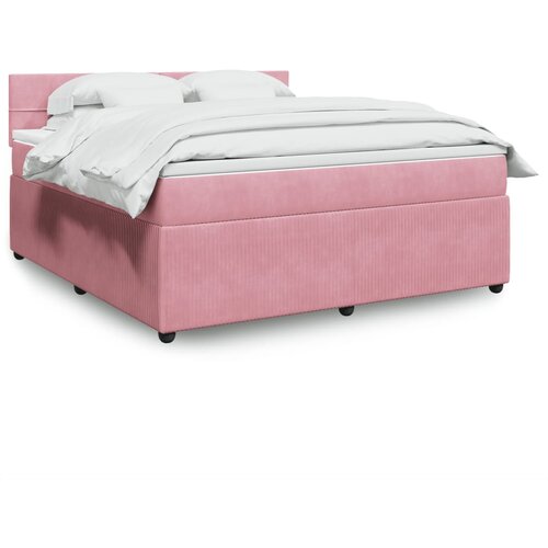 vidaXL Box spring postelja z vzmetnico roza 180x200 cm žamet Cene