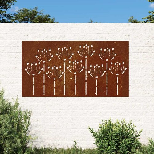  Vrtni zidni ukras 105 x 55 cm čelik COR-TEN s cvjetnim uzorkom Slike