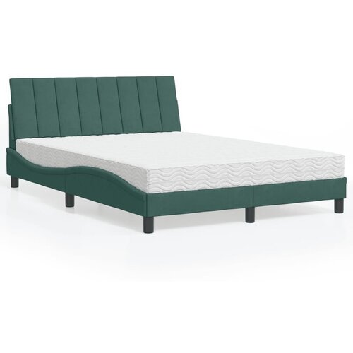 VidaXL Postelja z vzmetnico temno zelena 140x190 cm žamet Slike