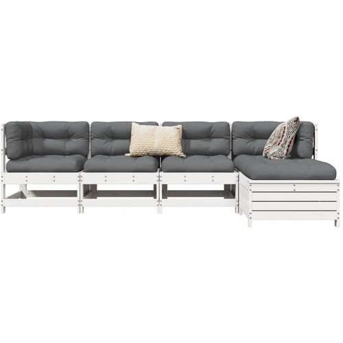 5-dijelni set vrtnih sofa bijeli od masivne borovine Cene