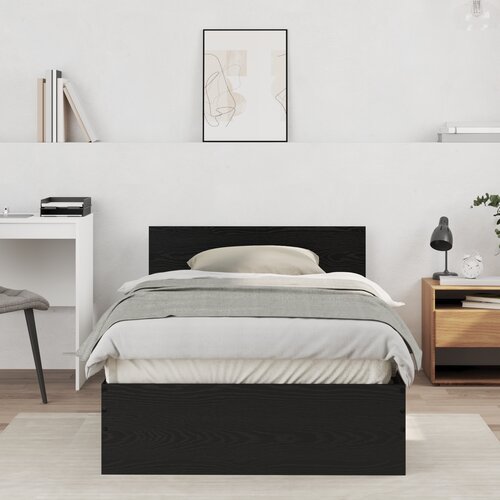 vidaXL Okvir kreveta s uzglavljem Crna 100 x 200 cm Konstruirano drvo Cene