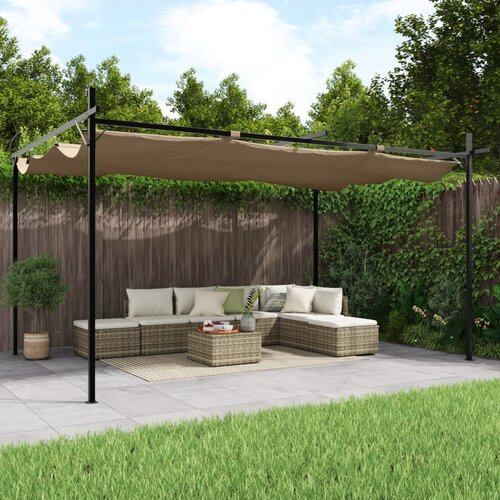  Pergola s pomičnim krovom smeđesiva 395x292x230 cm Cijene