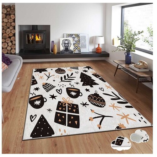 Conceptum Hypnose tepih s novogodi&scaron;njim motivima Asr-Crpt-35, pravokutni, 80 x 140 cm, crno-bijeli Cijene