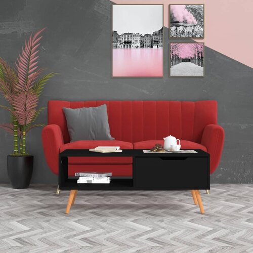 VidaXL Klubska mizica črna 100x49,5x43 cm iverna plo&amp;scaron;ča Slike