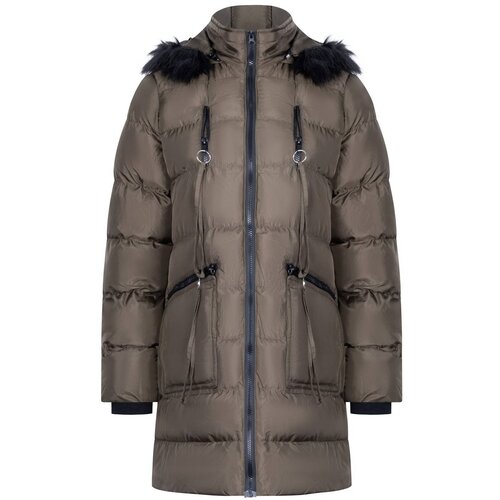 Dewberry Z6763 LADY COAT-DARK KHAKI Cene