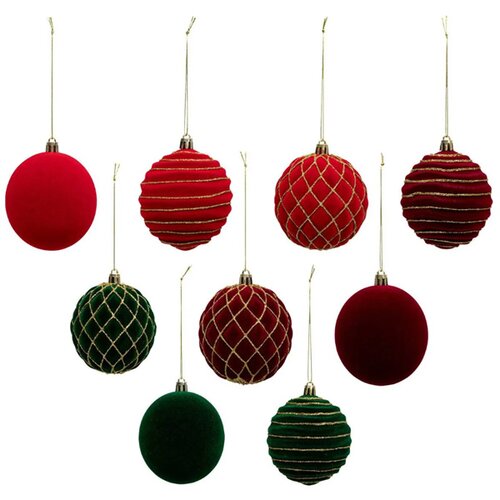 Feeric Set novogodišnjih kugli x9 80mm sort crvena (198551) Cene