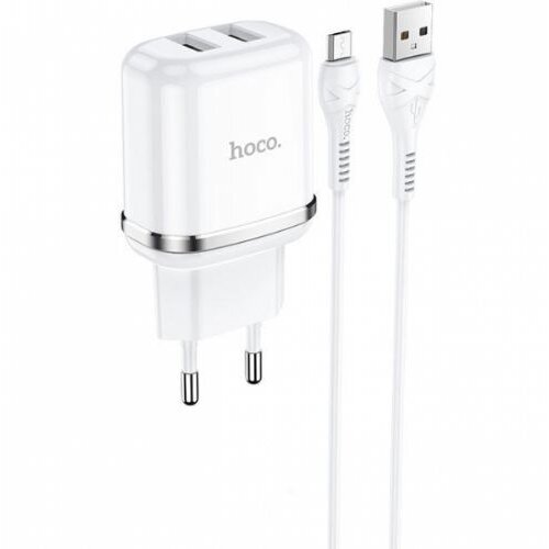 Hoco. pametni hi&amp;scaron;ni polnilec N4 12W z 2,4A z 2x USB vtičem in s polnilnim kablom Micro USB bel Slike