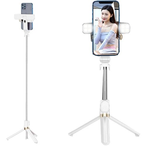 Set / držalo za selfije z daljinskim upravljalnikom bluetooth in stojalom LED RING SSTR-20 belo Slike