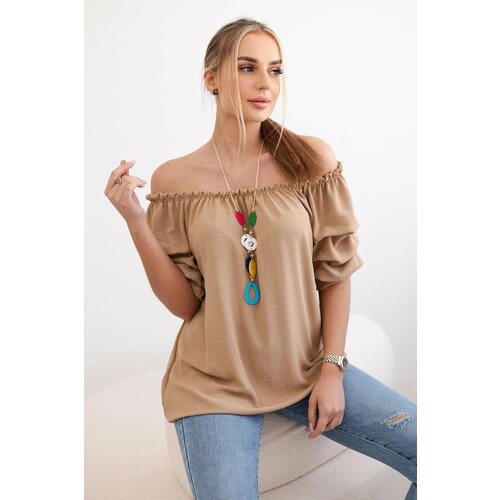 Kesi Spanish blouse with decorative sleeves Camel Cene