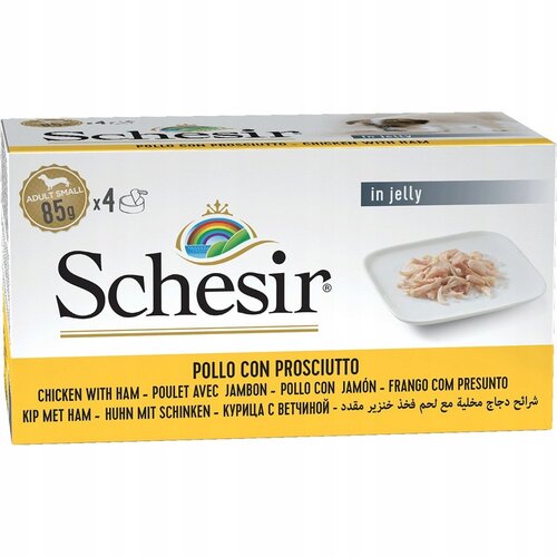 Schesir Vlažna hrana za pse, Multipak, Piletina i &amp;scaron;unka, 4 x 85g Slike