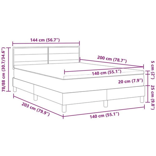  Krevet s kutijom s madracem smeđi 140x200 cm tkanina Slike