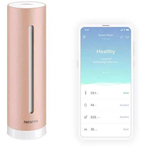 Netatmo Smart Indoor Air Quality Monitor; Measuring environmental conditions: Air quality Humidity Noise level Temperature