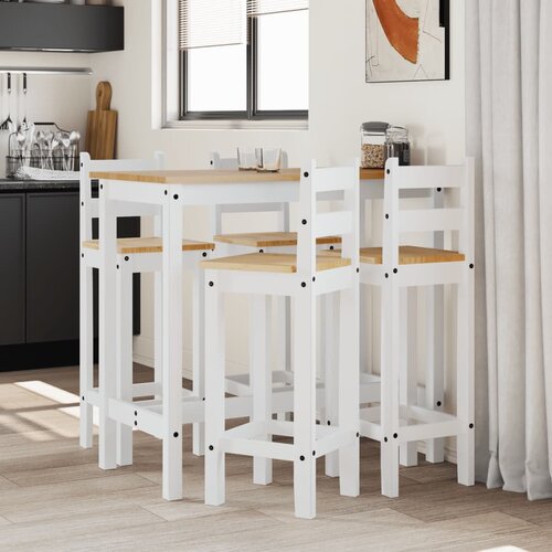  The Living Store Barska garnitura 5-delna bela trdna borovina - Barska Garnitura, (21448101) Slike