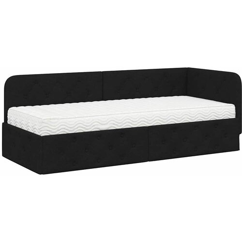  Kutni okvir kreveta Crna 80 x 200 cm tkanina Slike