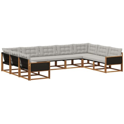 vidaXL Zunanja garnitura za sedenje 9 pcs Naravna in svetlo siva, (5000280788) Cene