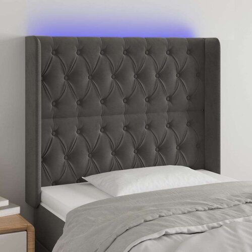  Posteljno vzglavje temno sivo 103x16x118/128 cm žamet, (20793905) Slike