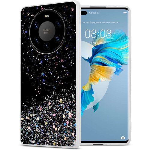 Cadorabo Ohi&scaron;je, združljivo z Huawei MATE 40 PRO in črna z ble&scaron;čicami - Za&scaron;čitni ovitek iz prožnega silikona TPU s svetlečimi ble&scaron;čicami, (20860628) Cene
