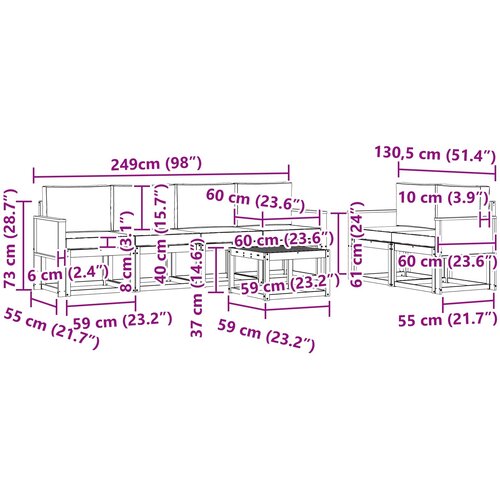  Set vanjskih sofa 7 pcs Prirodna i krem Poliester Slike