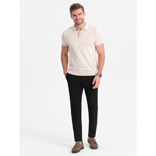 Ombre Spodnie męskie eleganckie chino o klasycznym kroju - czarne Slike