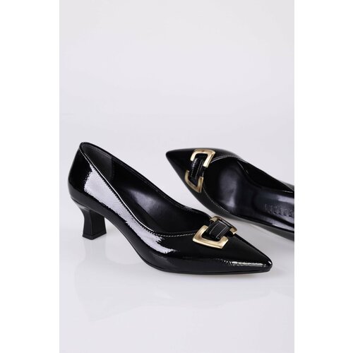 Shoeberry Women's Rover Black Patent Leather Heeled Shoes Stiletto Slike