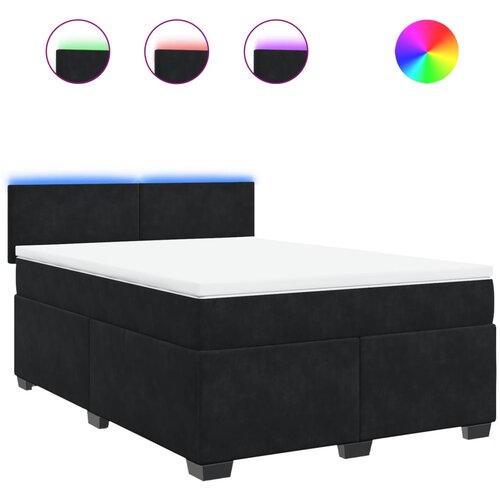 VidaXL Box spring postelja z vzmetnico črna 140x200 cm žamet, (21307189) Slike