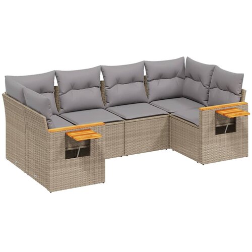  6-dijelni set vrtnih sofa s jastucima bež od poliratana 85 x 62 x 69 cm Slike